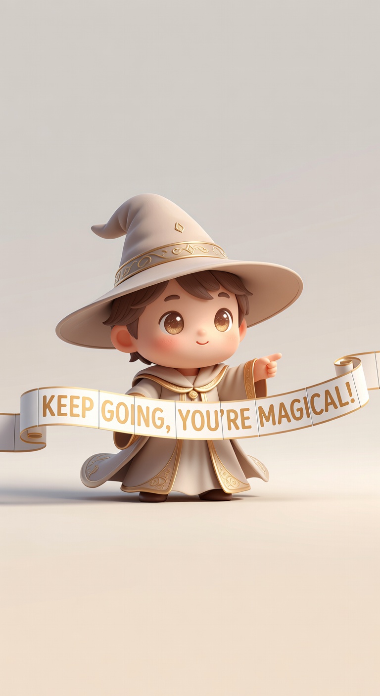 Chibi fiscal wizard pointing at a ticker tape